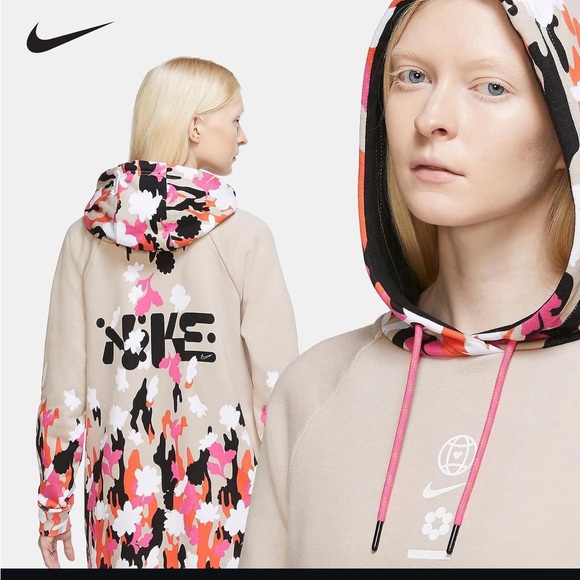 Nike Dresses & Skirts - Nike fleece floral dress with pockets size large holiday special custom designs